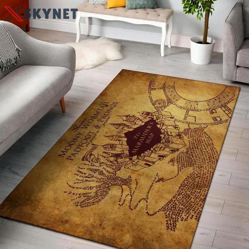 Harry potter hogwart map rug living room rug home decor all over print area rug living room rug home decorhome decorbedroom Rectangle Rug