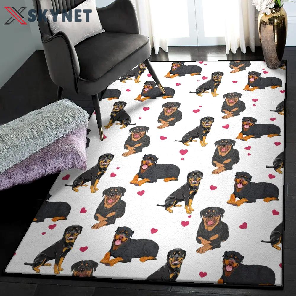 Heart icon modern area rugs, valentine’s day rottweiler heart gs cl rug Rectangle Rug