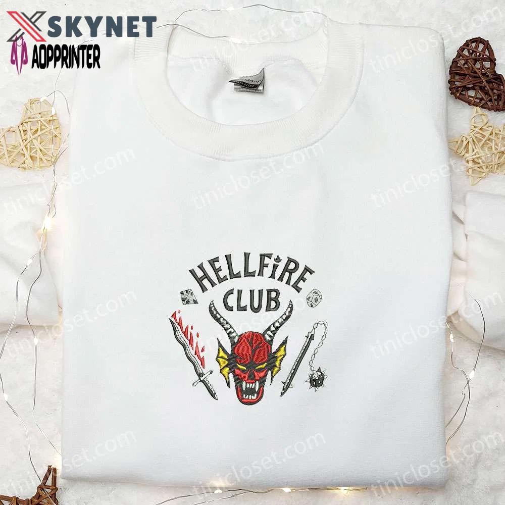 Hellfire club embroidered shirt: spooky halloween gift for lovers Embroidered Shirt