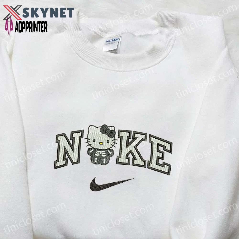 Hello kitty skeleton x nike cartoon embroidered sweatshirt – best halloween gift ideas Embroidered Shirt