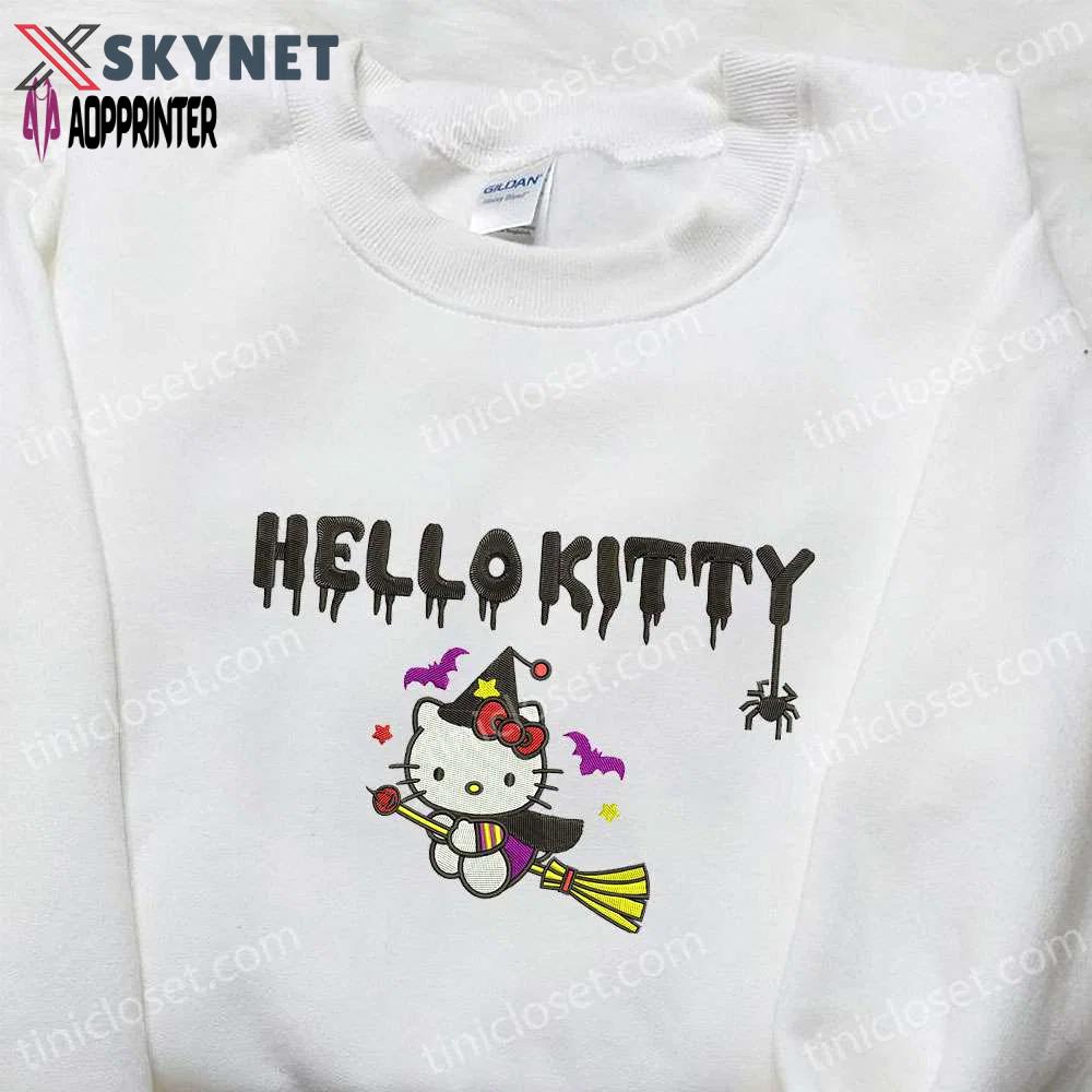 Hello kitty witch embroidered sweatshirt – cute halloween hoodie best gift ideas Embroidered Shirt