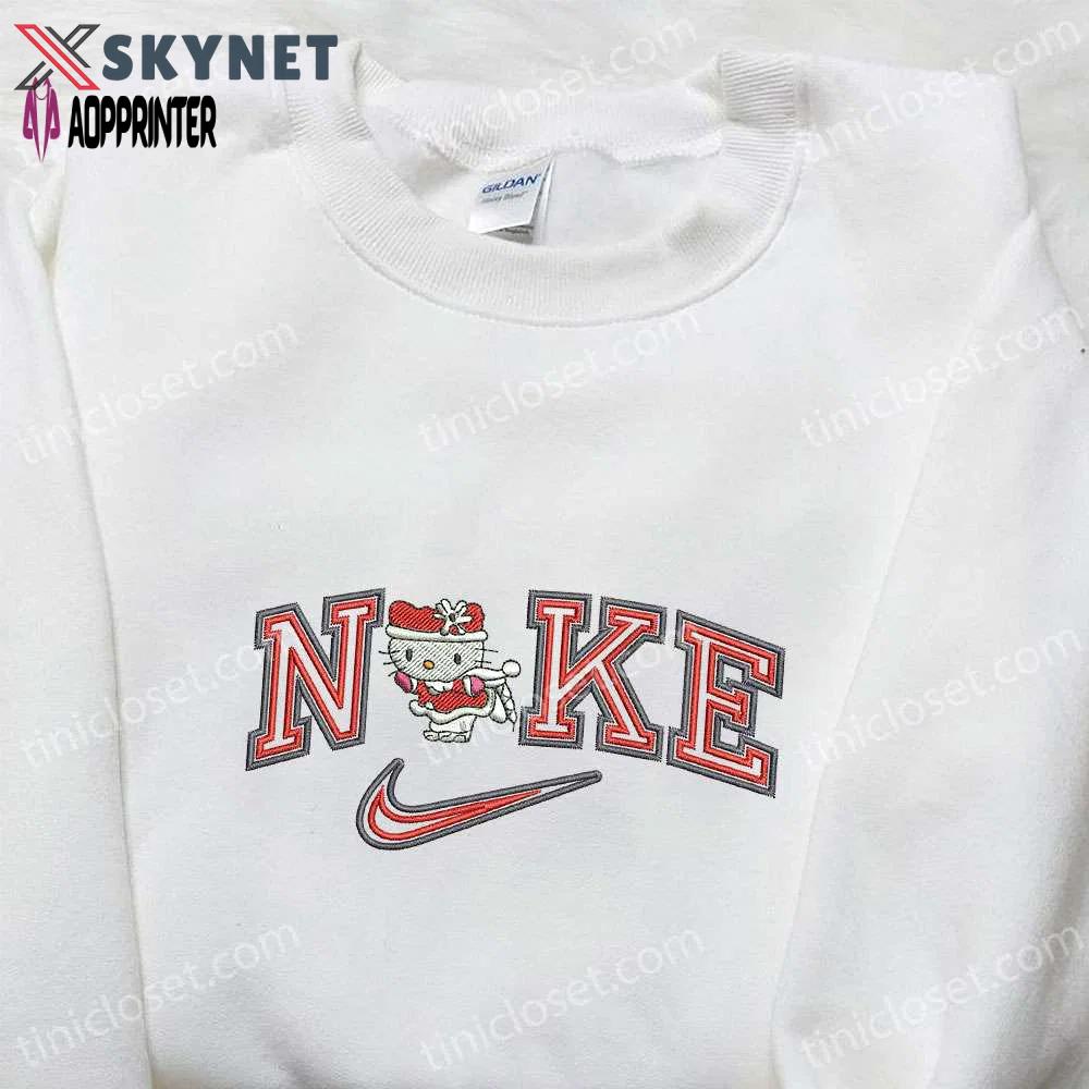 Hello kitty xmas x nike cartoon embroidered sweatshirt & shirt: stylish & trendy nike inspired designs Embroidered Shirt