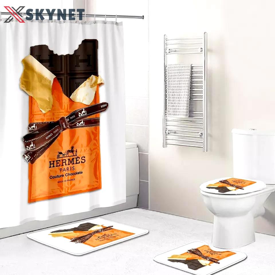Hermes bathroom set luxury fashion brand home decor bath mat hypebeast Bathroom Set