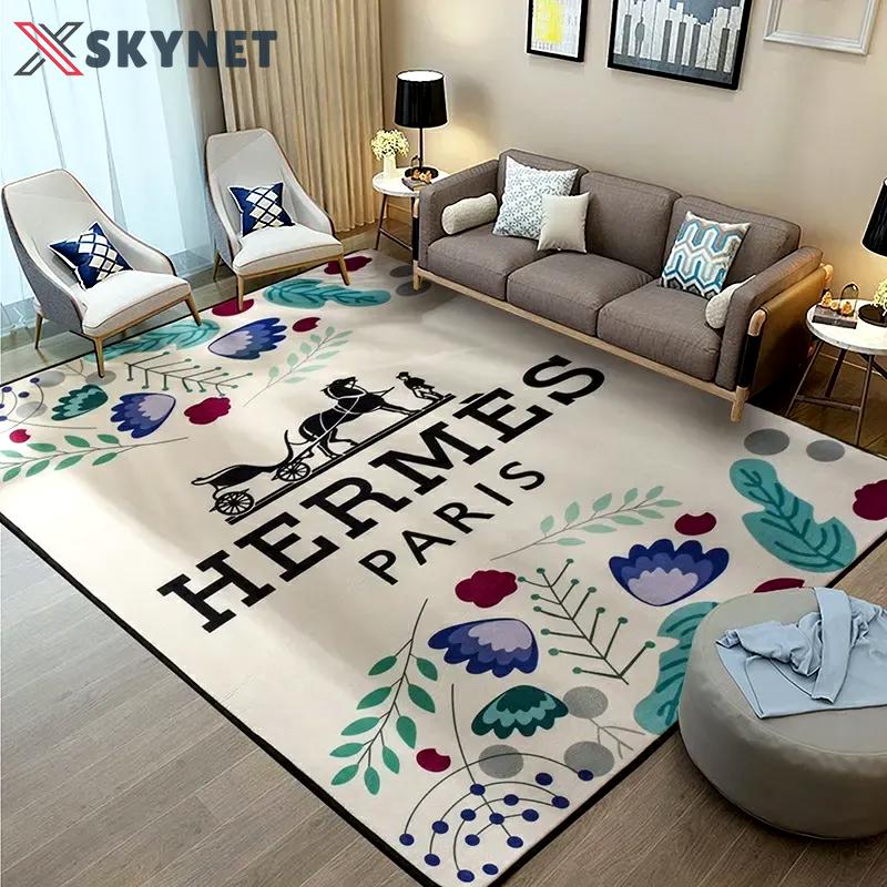 Hermes limited logo type 1106. Upgrade Your Living Room with Luxury Home Decor: Area Carpets, Floor Decor, Door Mats, and Hot Gift Items with style a High-End Fashion Brand Rectangle Rug