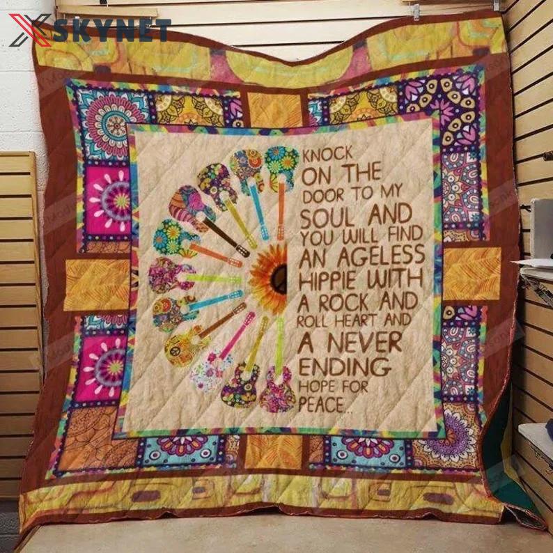 Hippie never ending knock on the door to my soul quilt blanket great customized blanket gifts for birthday christmas thanksgiving Quilt Blanket