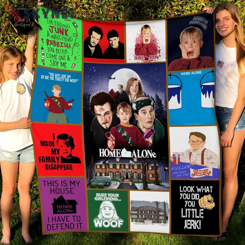 Home alone movie fleece blanket, mink sherpa blanket, home alone quilt, christmas quilt, comedy film blanket, christmas gift Quilt Blanket