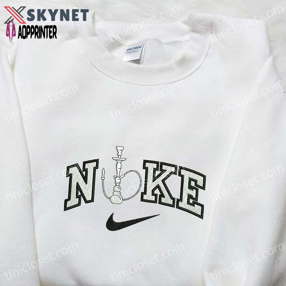 Hookah x nike embroidered shirt: unique nike inspired gift for family Embroidered Shirt