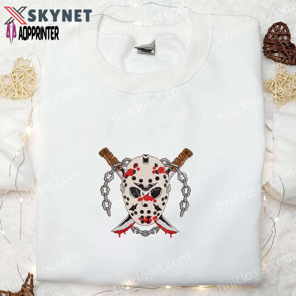 Horror bloody knife killer hoodie: scary halloween sweatshirt perfect gift for halloween lovers Embroidered Shirt