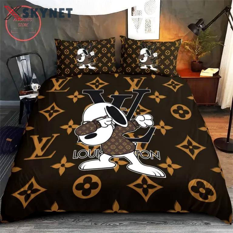 Hot louis vuitton dabbing snoopy luxury  Bedding Sets duvet bedclothes covers sheets Bedroom ideas home decor bedspread bed linen blankets