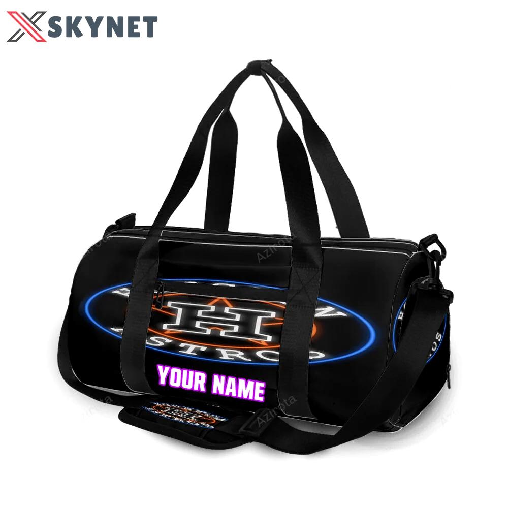 Houston astros emblem neon light personalized name travel bag gym bag 629 Travel Bag