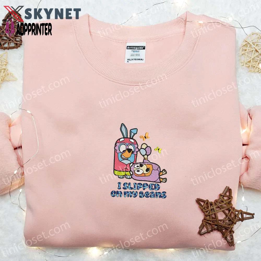 I slipped on my beans embroidered shirt & bluey cartoon hoodie – perfect thanksgiving day gift idea Embroidered Shirt