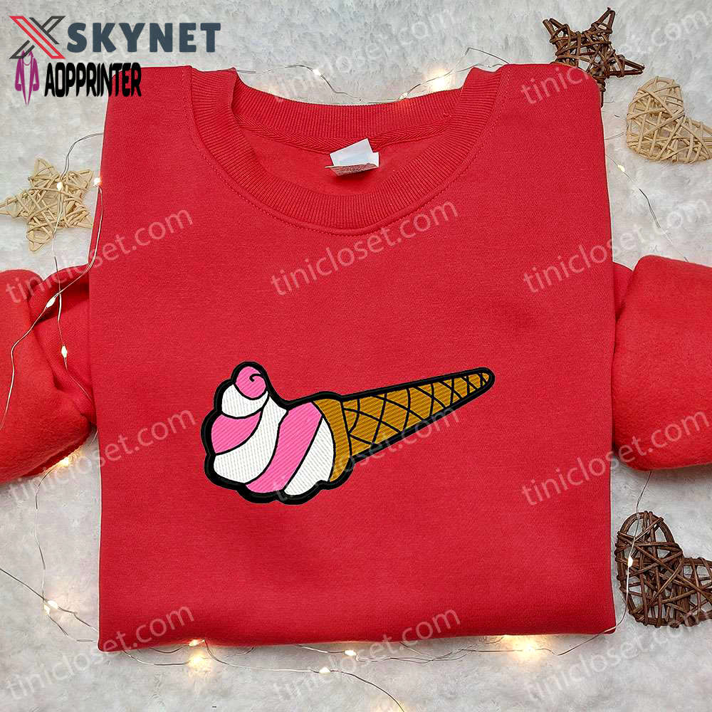 Ice cream x nike swoosh embroidered shirt: favorite food inspired nike shirt Embroidered Shirt