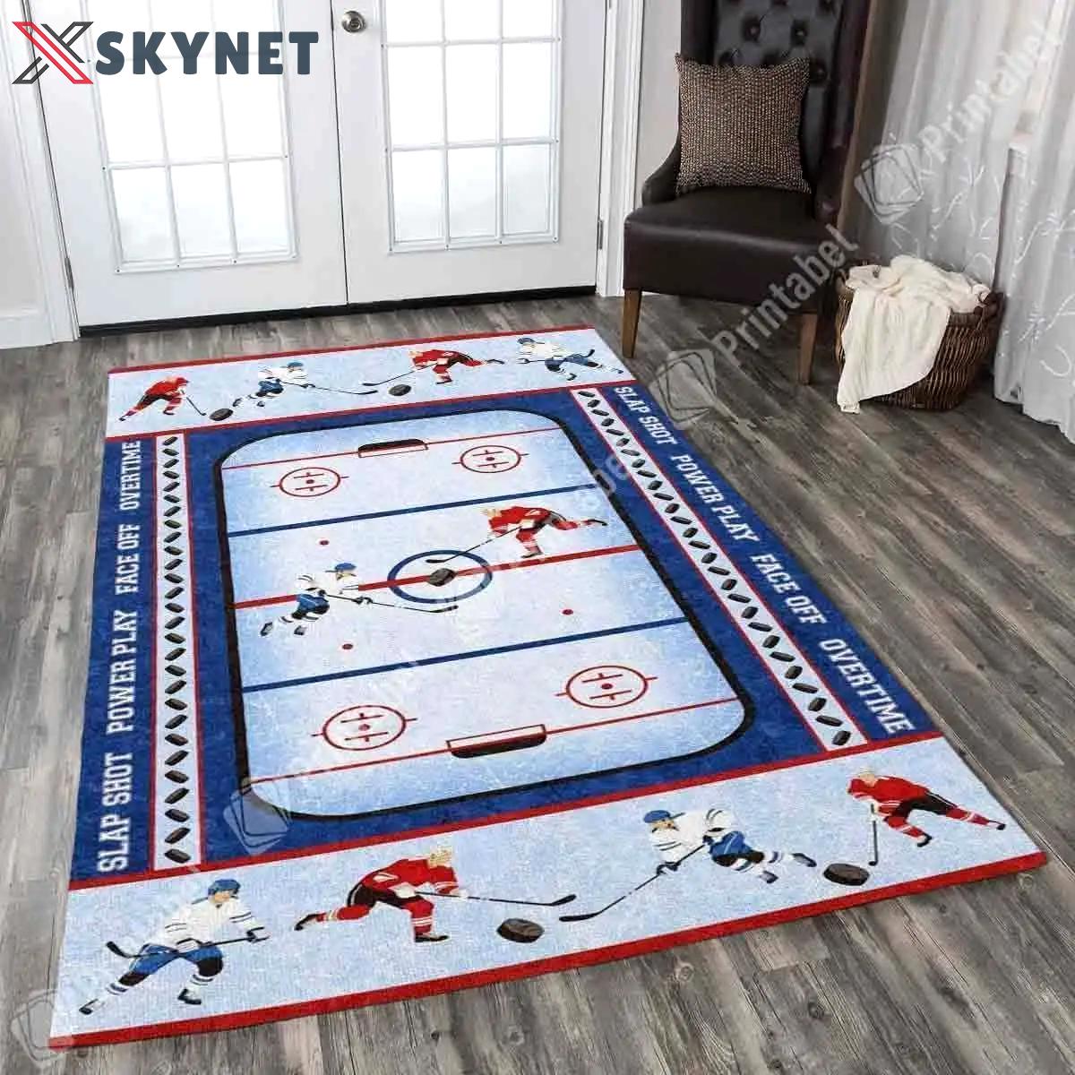 Ice hockey rink h25p3 rug area rug living room carpet rug regtangle carpet floor decor home decor Rectangle Rug
