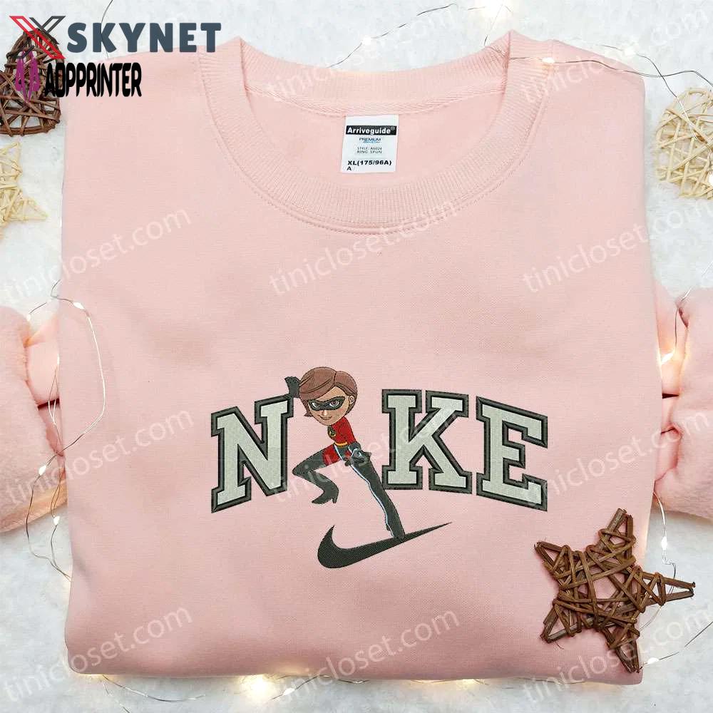 Incredible helen parr x nike cartoon embroidered shirt – nike inspired marvel fashion Embroidered Shirt
