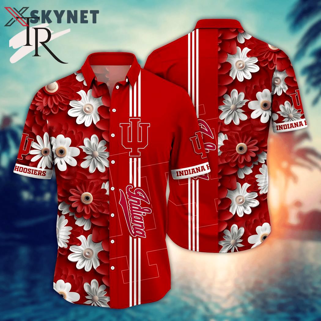 Indiana hoosiers ncaa flower hawaiian shirt Hawaii Shirt Shorts & Flip Flops