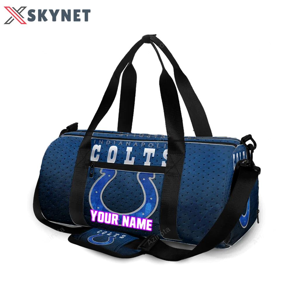 Indianapolis colts horseshoe polka dot navy personalized name travel bag gym bag 581 Travel Bag