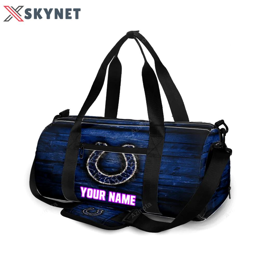 Indianapolis colts lava horseshoe wood personalized name travel bag gym bag 732 Travel Bag