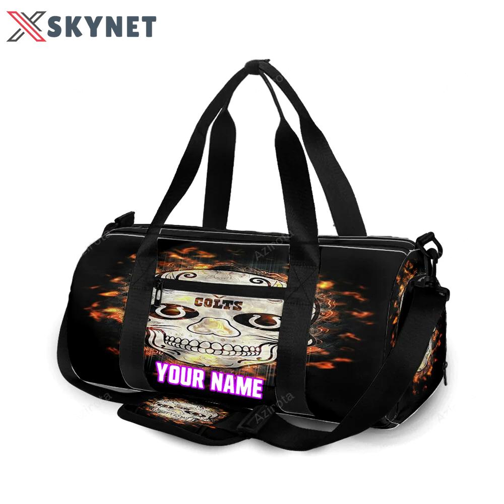 Indianapolis colts skull fire personalized name travel bag gym bag 135 Travel Bag