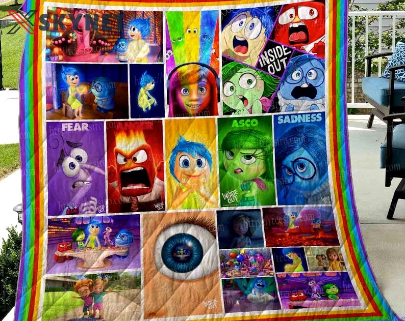 Inside out fleece blanket, inside out blanket, inside out characters blanket, birthday gifts for kids, christmas gifts Quilt Blanket