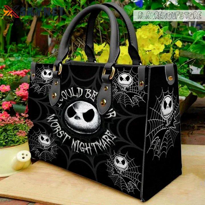Jack skellington leather handbag for women gift 2457 Women Leather Hand Bag