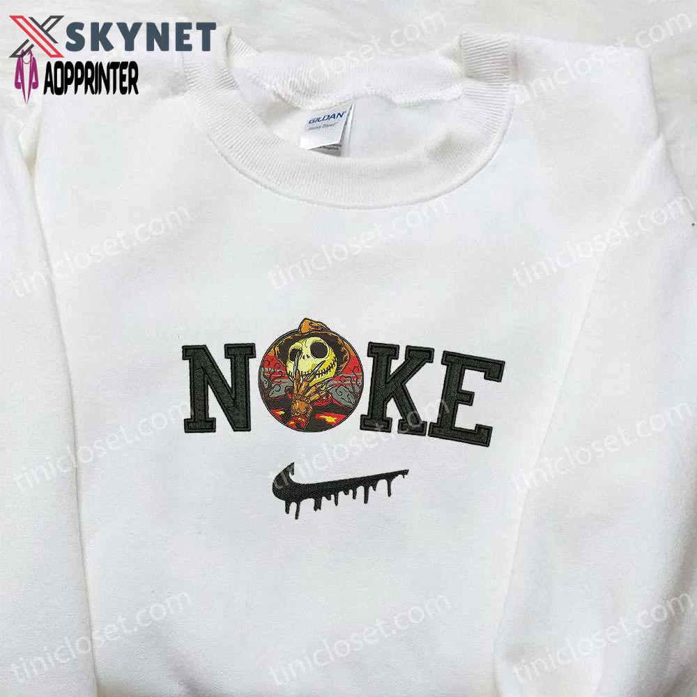 Jack skellington x nike embroidered shirt nightmare before christmas sweatshirt & hoodie: spooky style! Embroidered Shirt