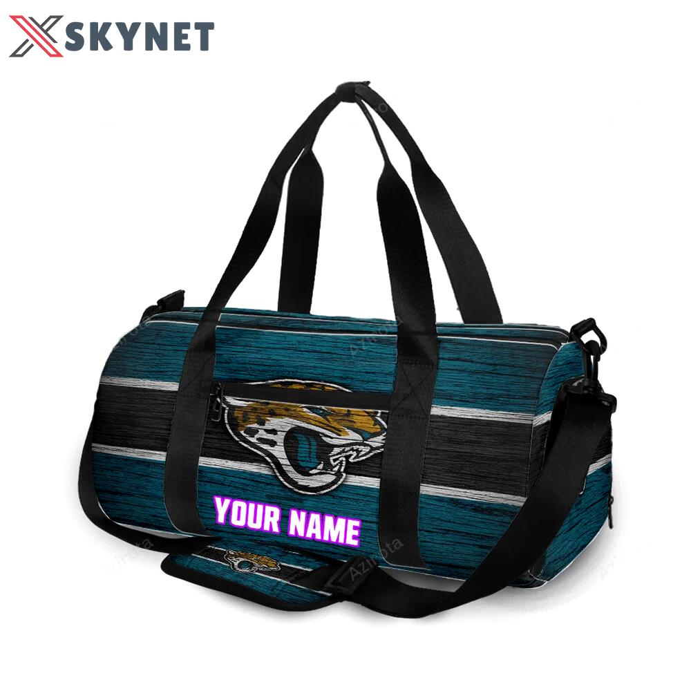 Jacksonville jaguars emblem wooden texture personalized name travel bag gym bag 1115 Travel Bag