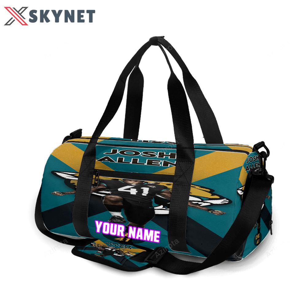 Jacksonville jaguars josh allen 41 personalized name travel bag gym bag 859 Travel Bag