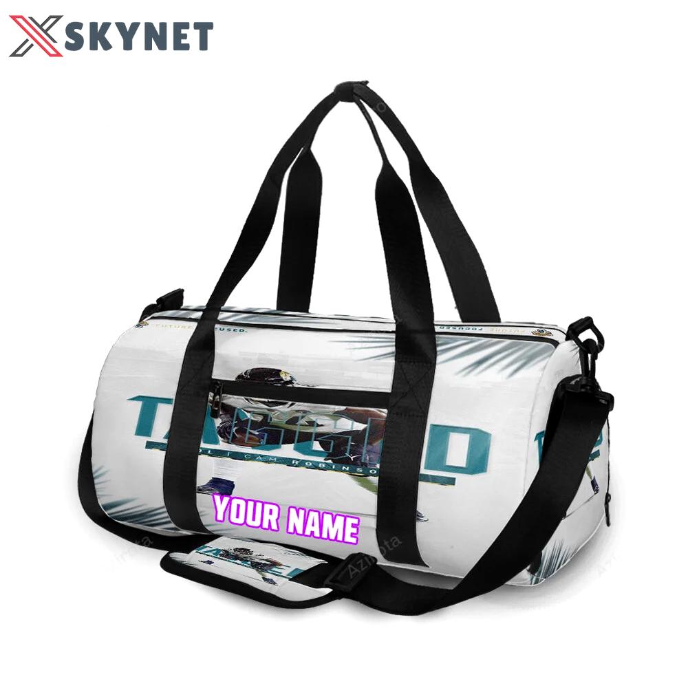 Jacksonville jaguars tagged cam robinson personalized name travel bag gym bag 1081 Travel Bag