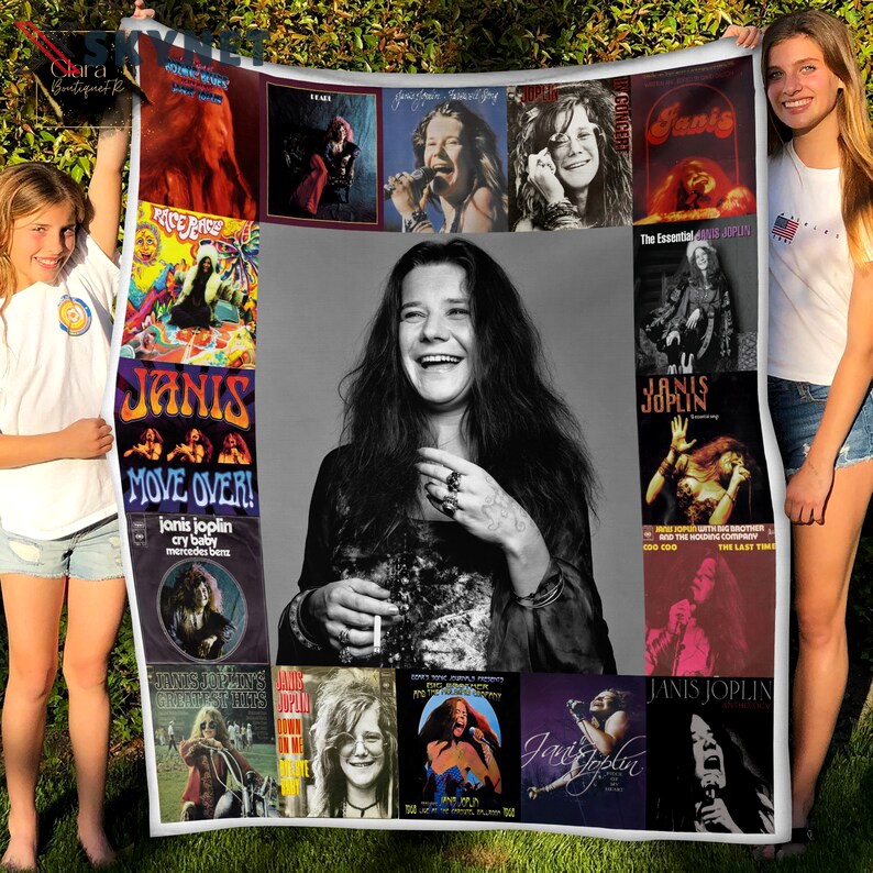 Janis joplin album covers music fleece blanket, mink sherpa blanket, janis joplin blanket, rock stars blanket, rock and roll lover gift Quilt Blanket