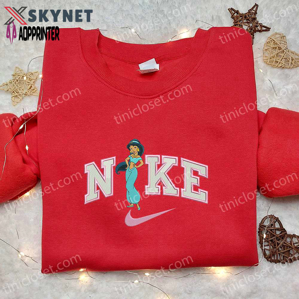 Jasmine x nike cartoon embroidered hoodie & disney characters shirt nike-inspired embroidery Embroidered Shirt