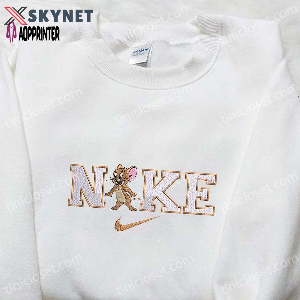 Jerry x nike cartoon embroidered shirt: tom and jerry inspired nike shirt Embroidered Shirt