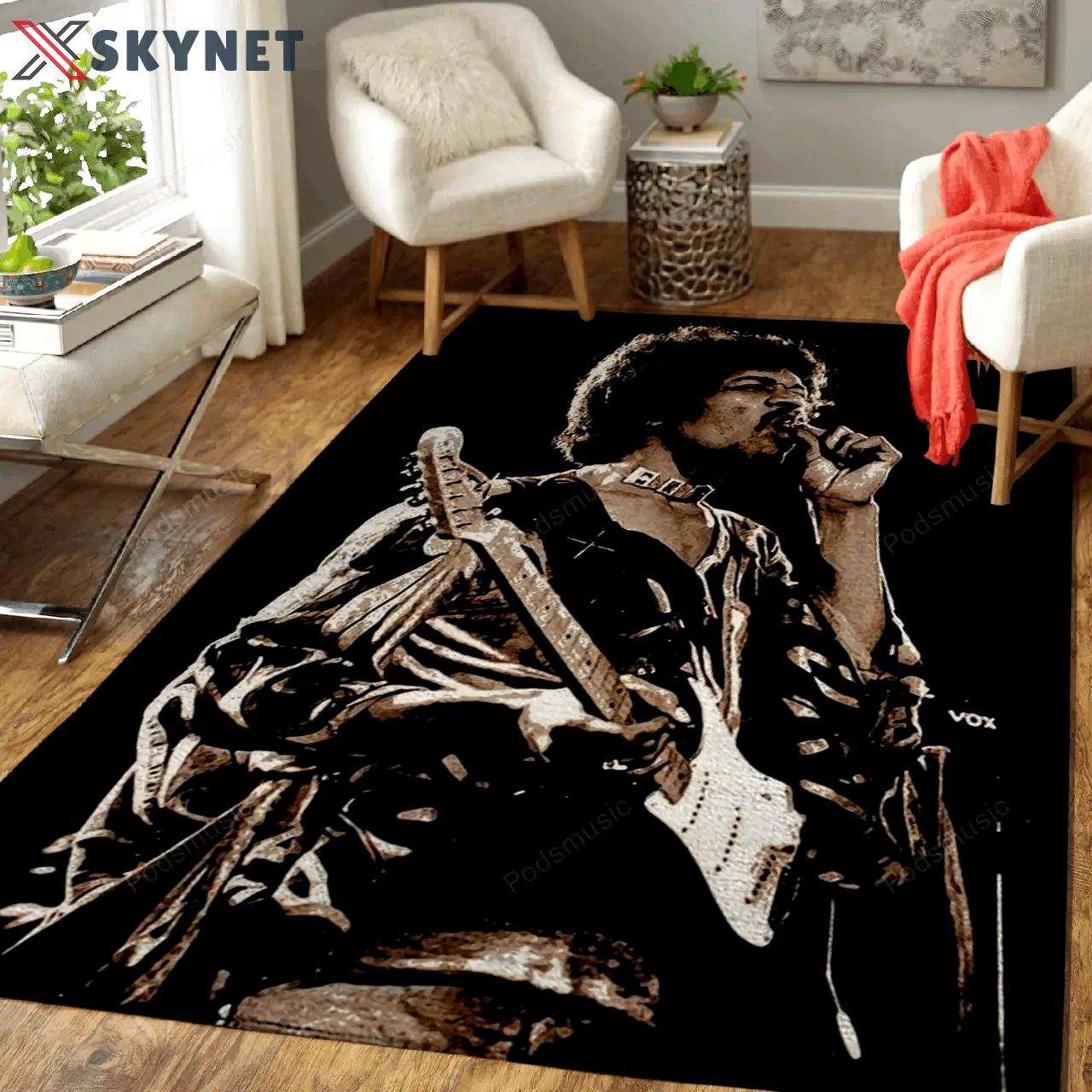 Jimi hendrix show stylw music legend art for fans area rug living room carpet rug regtangle carpet floor decor home decor Rectangle Rug