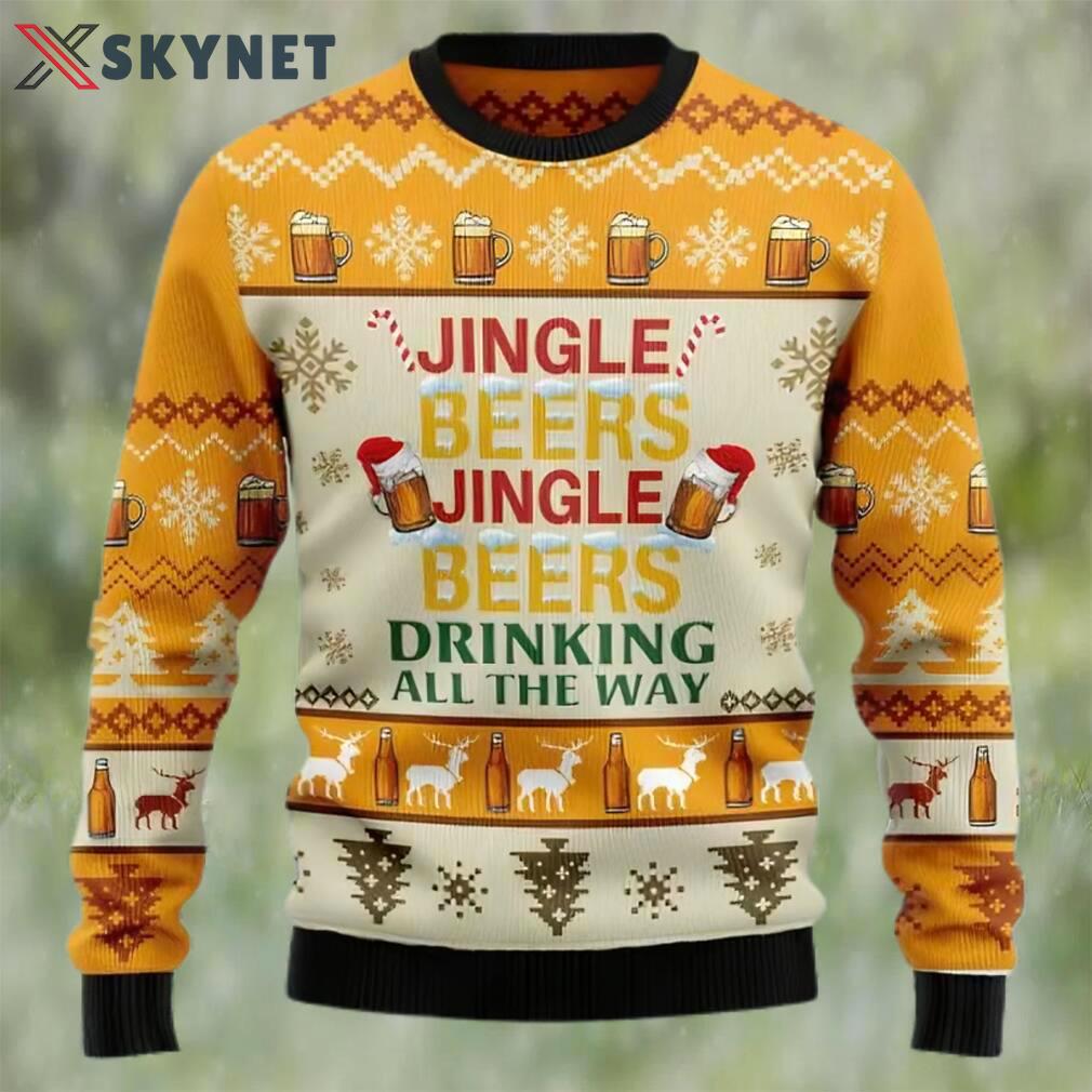 Jingle beers drinking all the way ugly christmas sweater, faux wool sweater, international beer day, gifts for beer lovers, best christmas gifts for 2022 ? prinvity Christmas Ugly Sweater