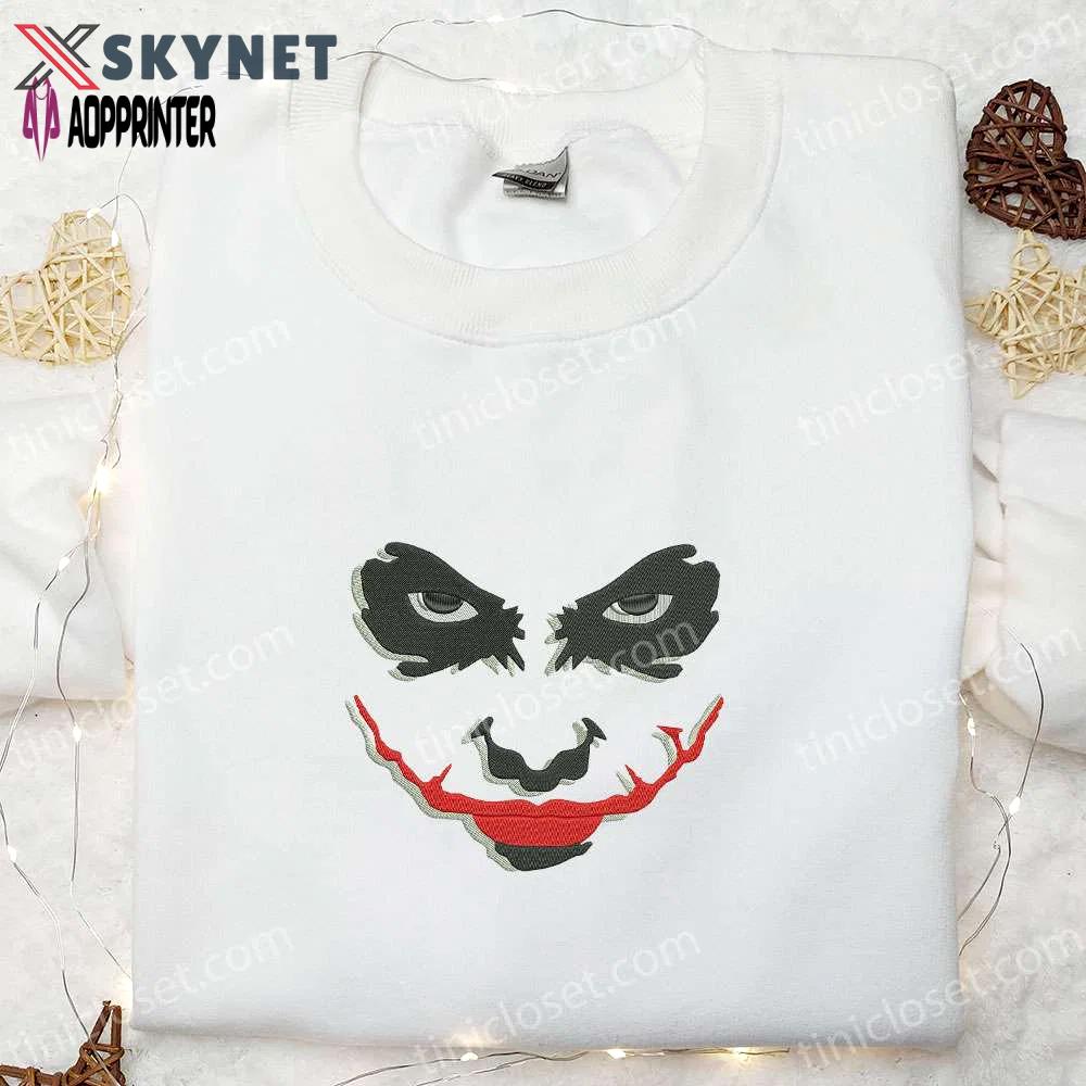 Joker silhouette embroidered shirt scary halloween gift – best halloween apparel Embroidered Shirt