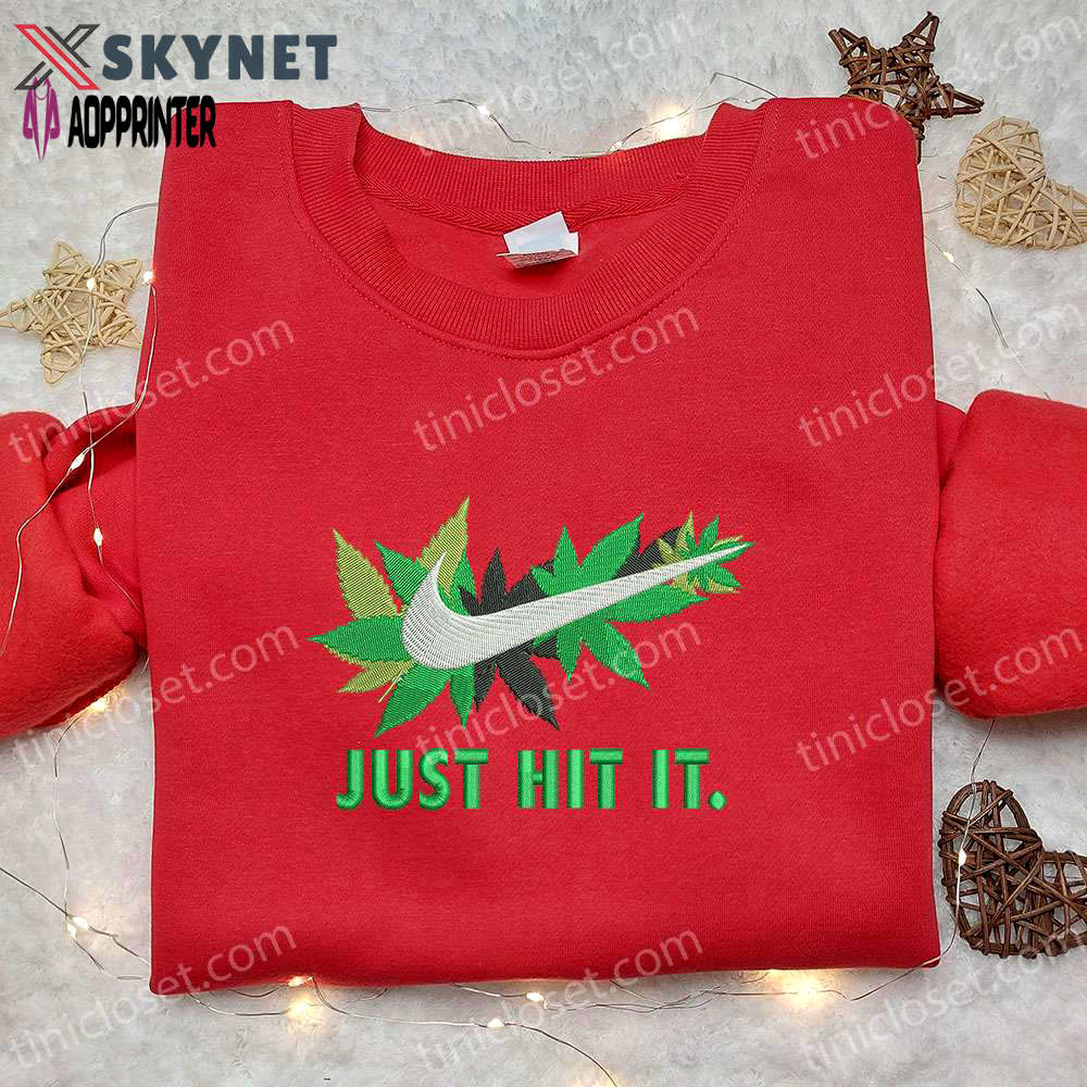 Just hit it x nike swoosh sweatshirt – nike inspired embroidered shirt best birthday gift ideas Embroidered Shirt