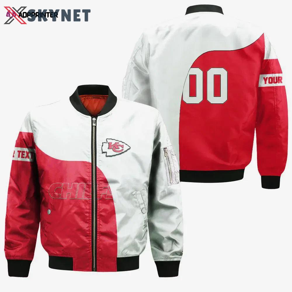 Kansas city chiefs bomber jacket 3d printed curve style custom text and number Bomber Jacket