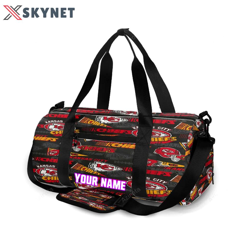 Kansas city chiefs emblem v9 personalized name travel bag gym bag 1373 Travel Bag