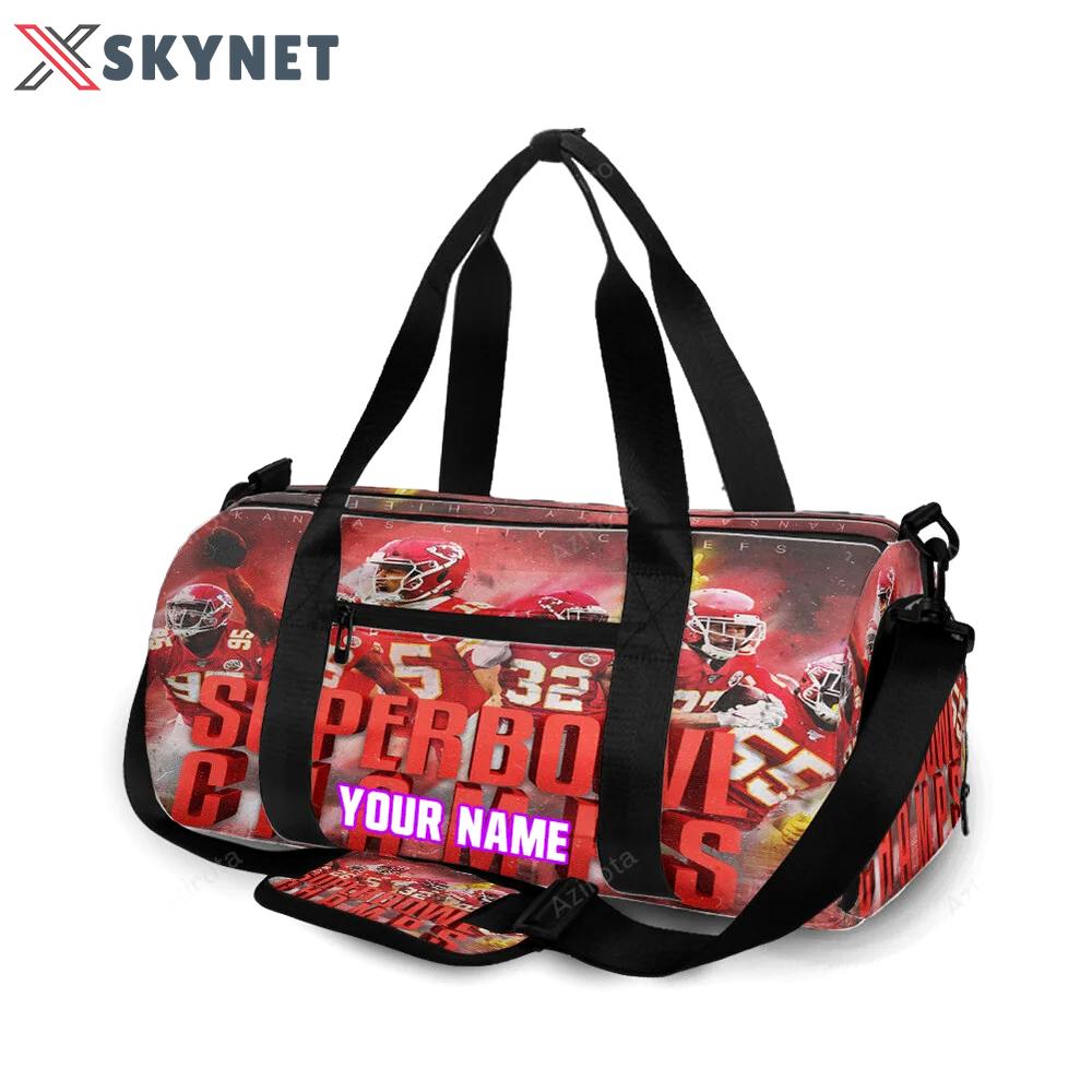 Kansas city chiefs team super bowl champions personalized name travel bag gym bag 1025 Travel Bag