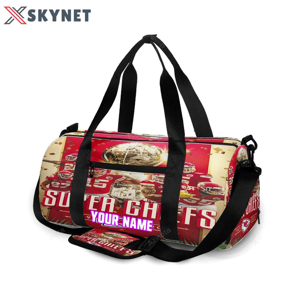 Kansas city chiefs team v6 personalized name travel bag gym bag 588 Travel Bag