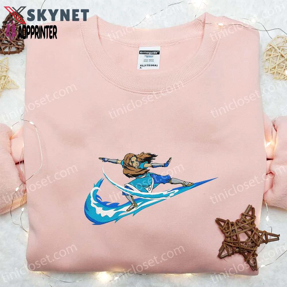 Katara x nike swoosh anime embroidered sweatshirt: avatar & nike inspired shirt Embroidered Shirt