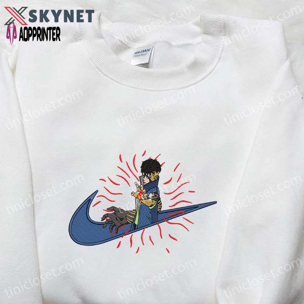 Kawaki x nike swoosh anime embroidered shirt – naruto inspired nike inspired trendy design Embroidered Shirt