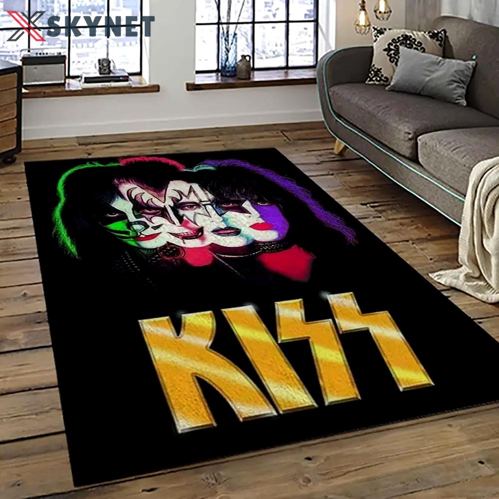 Kiss rock band music retangle carpet area rug home decor best gift for fan and friends as2 Rectangle Rug