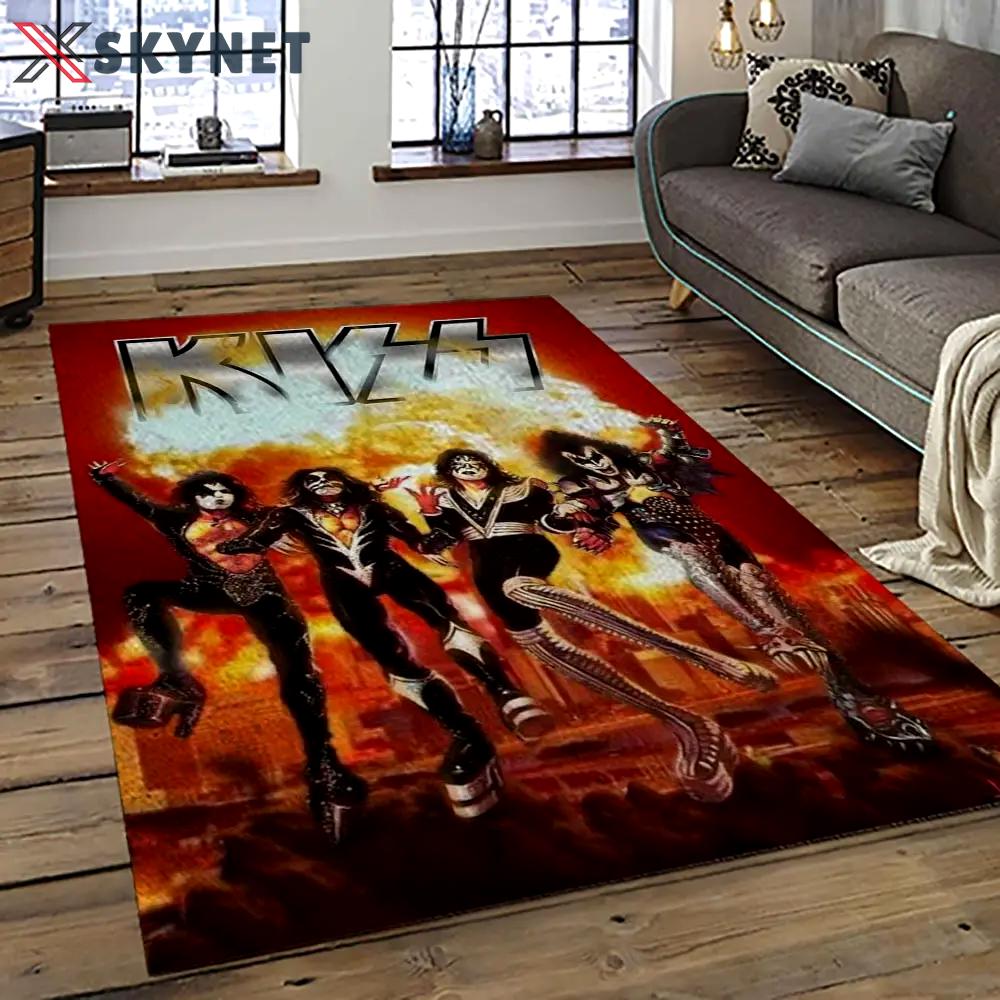 Kiss rock band music retangle carpet area rug home decor best gift for fan and friends as34 Rectangle Rug