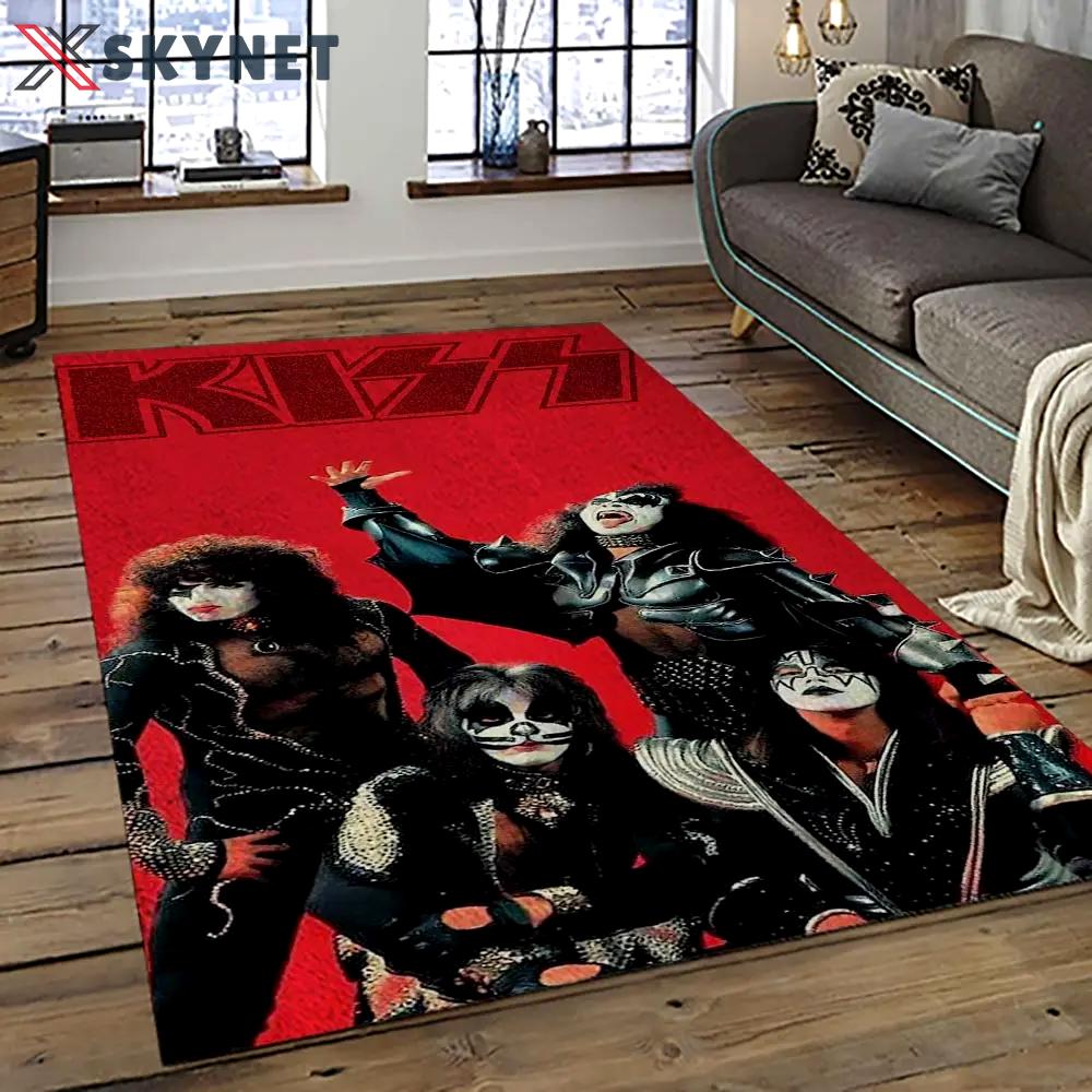 Kiss rock band music retangle carpet area rug home decor best gift for fan and friends as91 Rectangle Rug