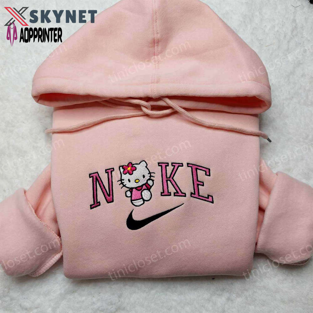Kitty nike embroidered shirt & sweatshirt: custom cute gifts for family Embroidered Shirt