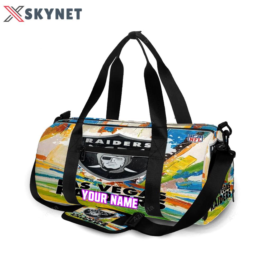 Las vegas raiders art colorful personalized name travel bag gym bag 1213 Travel Bag