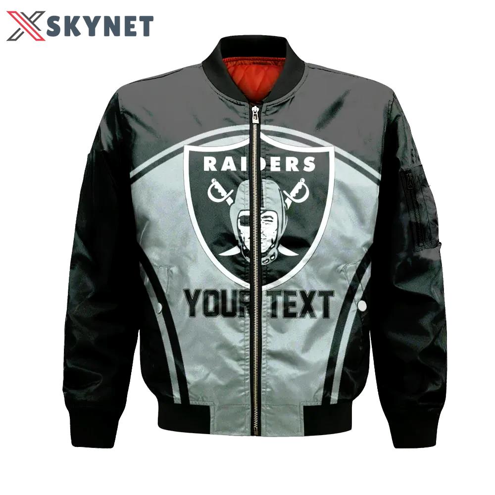 Las vegas raiders bomber jacket 3d printed custom text and number curve style sport Bomber Jacket