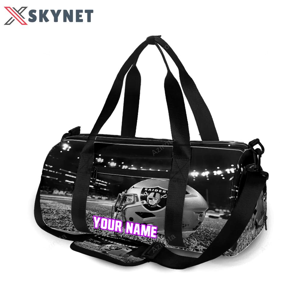 Las vegas raiders helmet in the grass personalized name travel bag gym bag 1456 Travel Bag