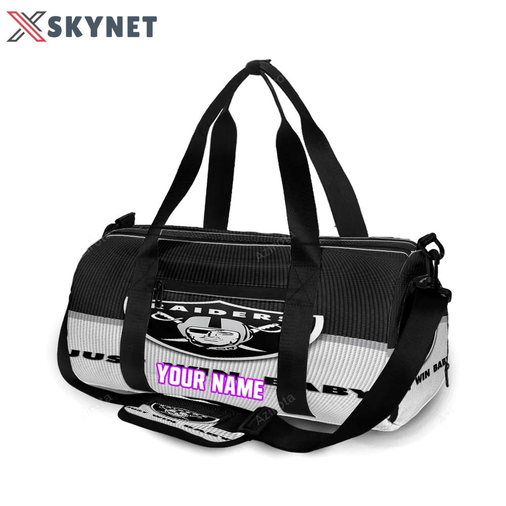 Las vegas raiders just win baby personalized name travel bag gym bag 317 Travel Bag