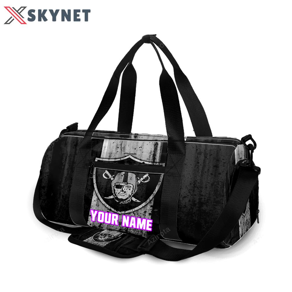 Las vegas raiders logo art grunge personalized name travel bag gym bag 374 Travel Bag